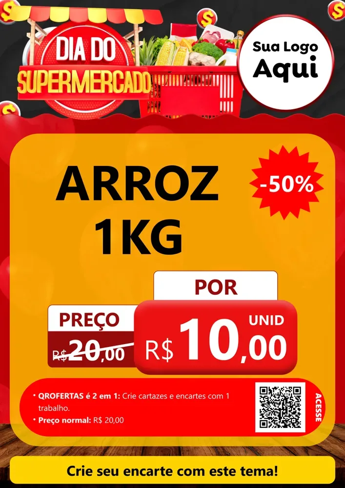 Modelo de Cartaz para Cartaz A4 Vertical com o tema Dia do Supermercado para Supermercado