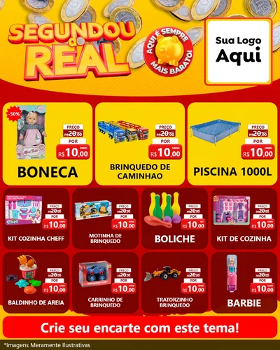 Modelo de Rede Social para Feed Instagram com o tema Segundou do Real para Brinquedos
