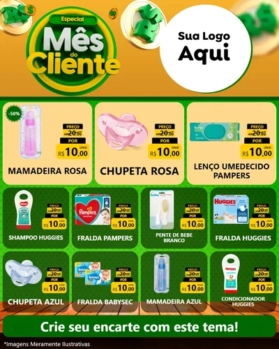 Modelo de Rede Social para Feed Instagram com o tema Especial Mês do Cliente para Bebês