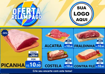 Modelo de Encarte para Encarte A4 Horizontal com o tema Oferta Relâmpago para Açougue