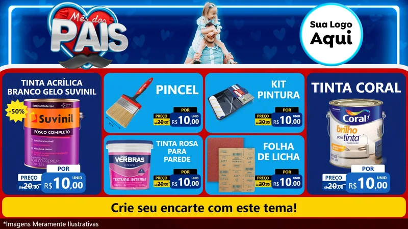 Modelo de TV para TV Horizontal com o tema Mês Dos Pais para Tintas e Ferramentas