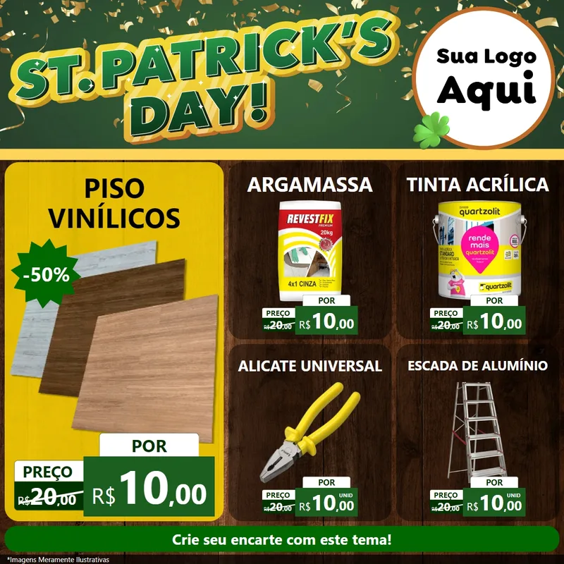 Modelo de Rede Social para Feed Facebook com o tema St Patriks Day para Material para Construção