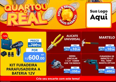 Modelo de Encarte para Encarte A4 Horizontal com o tema Quartou do Real para Maquinas e Ferramentas