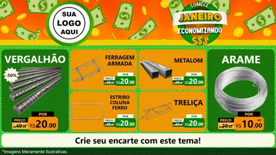 Modelo de TV para TV Horizontal com o tema Comece Janeiro Economizando para Ferragens