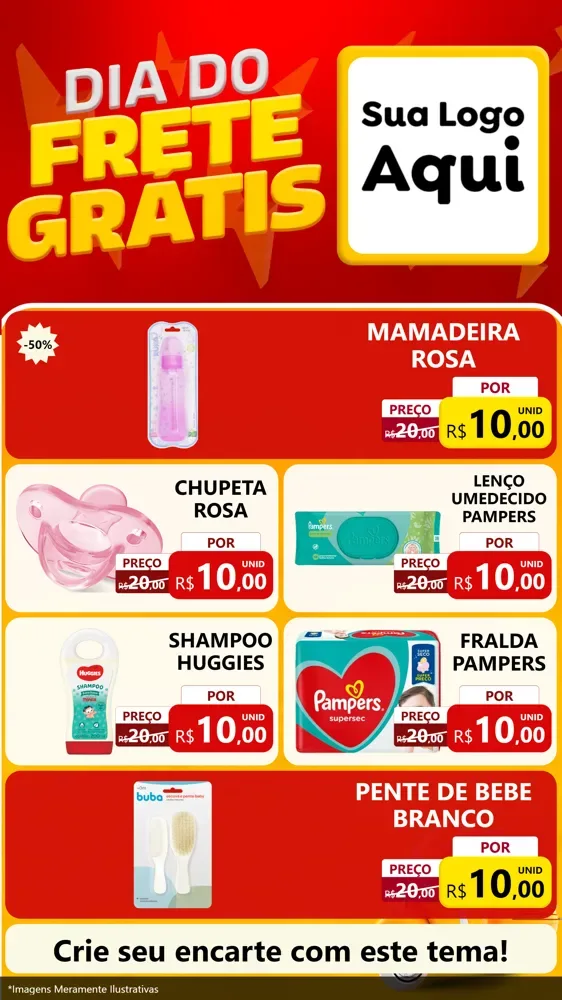 Modelo de TV para TV Vertical com o tema Dia do Frete Grátis para Bebês