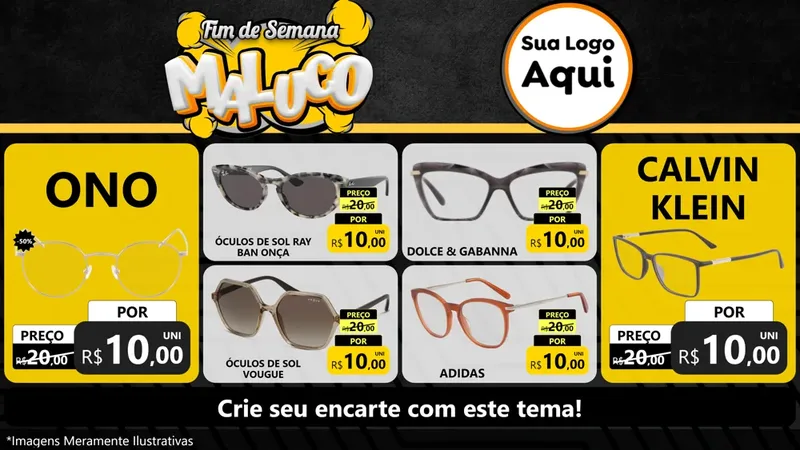 Modelo de TV para TV Horizontal com o tema Fim de Semana Maluco para Óticas