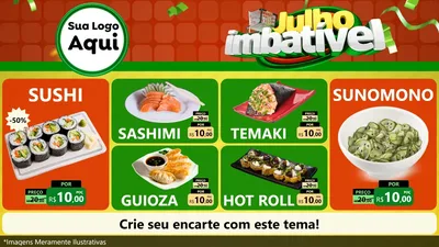 Modelo de TV para TV Horizontal com o tema Julho Imbatível para Comida japonesa