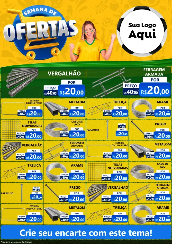 Modelo de Encarte para Encarte A4 Vertical com o tema Semana de Ofertas - Copa para Ferragens