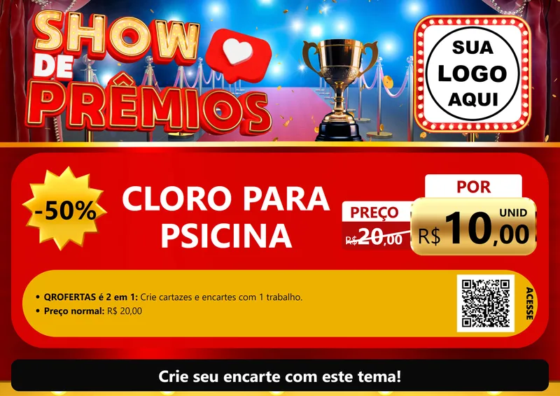 Modelo de Cartaz para Cartaz A4 Horizontal com o tema Show de Prêmios para Produtos para Piscina