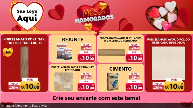 Modelo de TV para TV Horizontal com o tema Mês dos Namorados para Pisos e revestimentos
