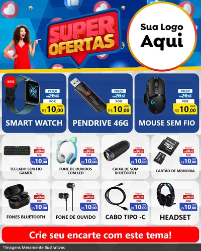 Modelo de Rede Social para Feed Instagram com o tema Super Ofertas para Informática