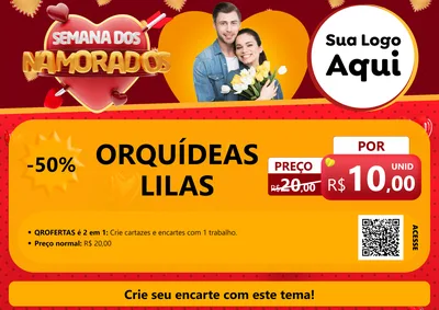 Modelo de Cartaz para Cartaz A4 Horizontal com o tema Semana dos Namorados para Floricultura e jardim