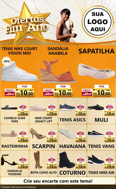 Modelo de Encarte para Encarte Grande com o tema Ofertas Fim de Ano para Calçados