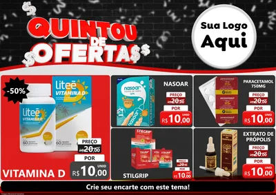 Modelo de Encarte para Encarte A4 Horizontal com o tema Quintou de Ofertas para Farmácia