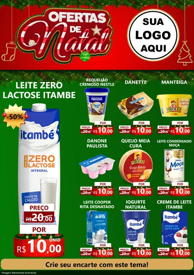 Modelo de Encarte para Encarte A4 Vertical com o tema Ofertas de Natal para Frios e Laticínios