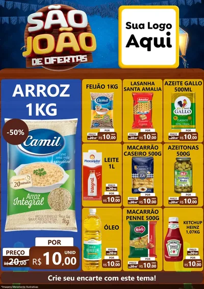Modelo de Encarte para Encarte A4 Vertical com o tema São João Ofertas Imbatíveis! - Junina para Supermercado
