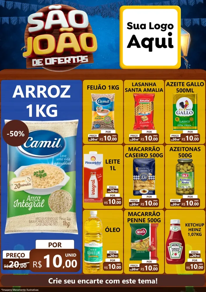 Modelo de Encarte para Encarte A4 Vertical com o tema São João Ofertas Imbatíveis! - Junina para Supermercado