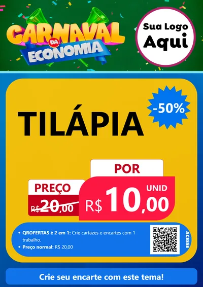 Modelo de Cartaz para Cartaz A4 Vertical com o tema Carnaval da Economia para Peixaria