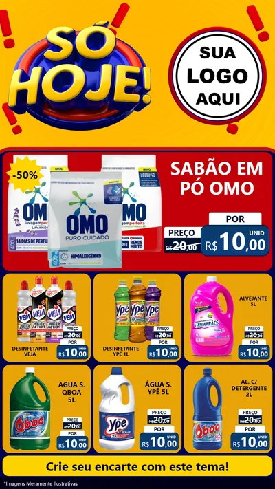 Modelo de Rede Social para Stories com o tema Só Hoje! para Produtos de Limpeza