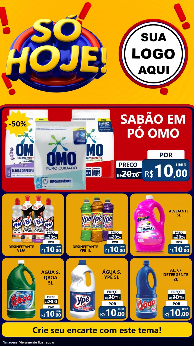 Modelo de Rede Social para Stories com o tema Só Hoje! para Produtos de Limpeza