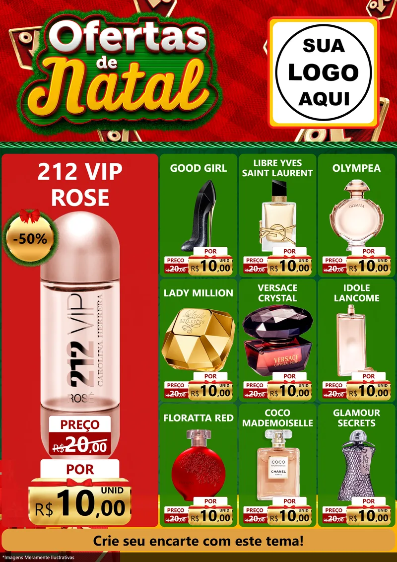 Modelo de Encarte para Encarte A4 Vertical com o tema Ofertas de Natal para Perfumes