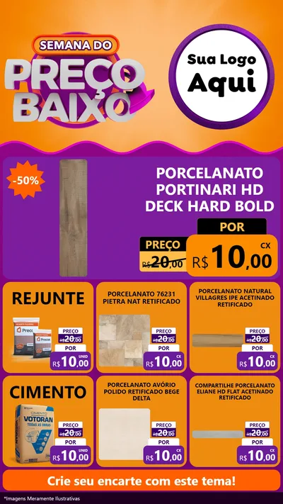 Modelo de Rede Social para Stories com o tema Semana do Preço Baixo para Pisos e revestimentos