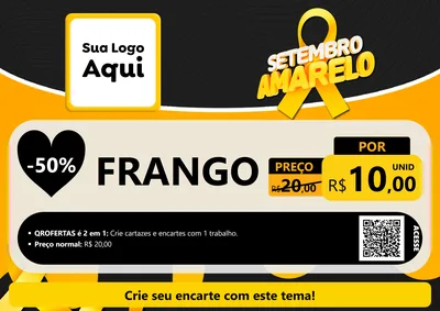 Modelo de Cartaz para Cartaz A4 Horizontal com o tema Setembro Amarelo para Assados