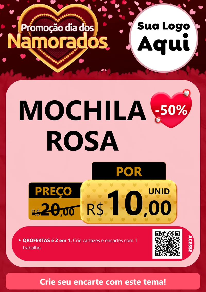 Modelo de Cartaz para Cartaz A4 Vertical com o tema Promoção Dia Dos Namorados para Papelaria