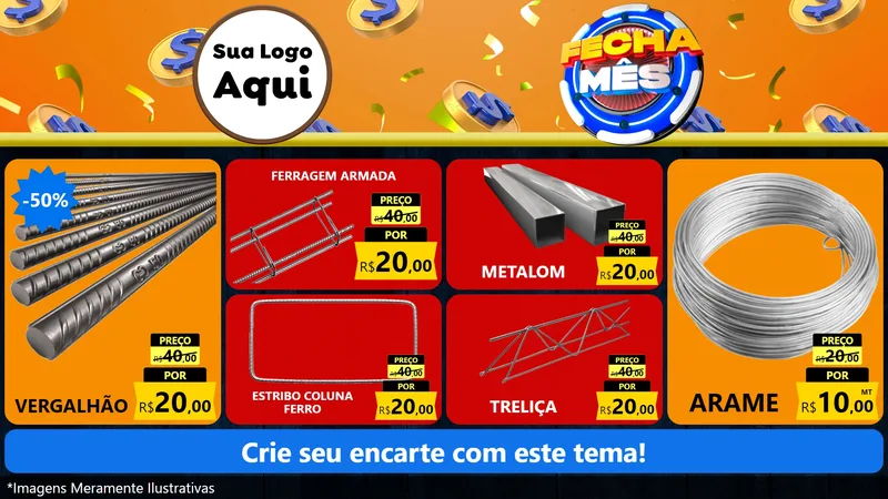 Modelo de TV para TV Horizontal com o tema Fecha Mês para Ferragens