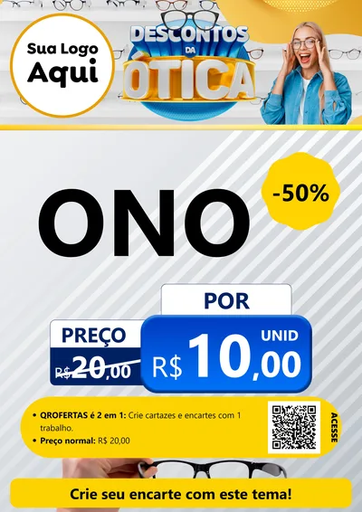 Modelo de Cartaz para Cartaz A4 Vertical com o tema Descontos da Ótica para Óticas