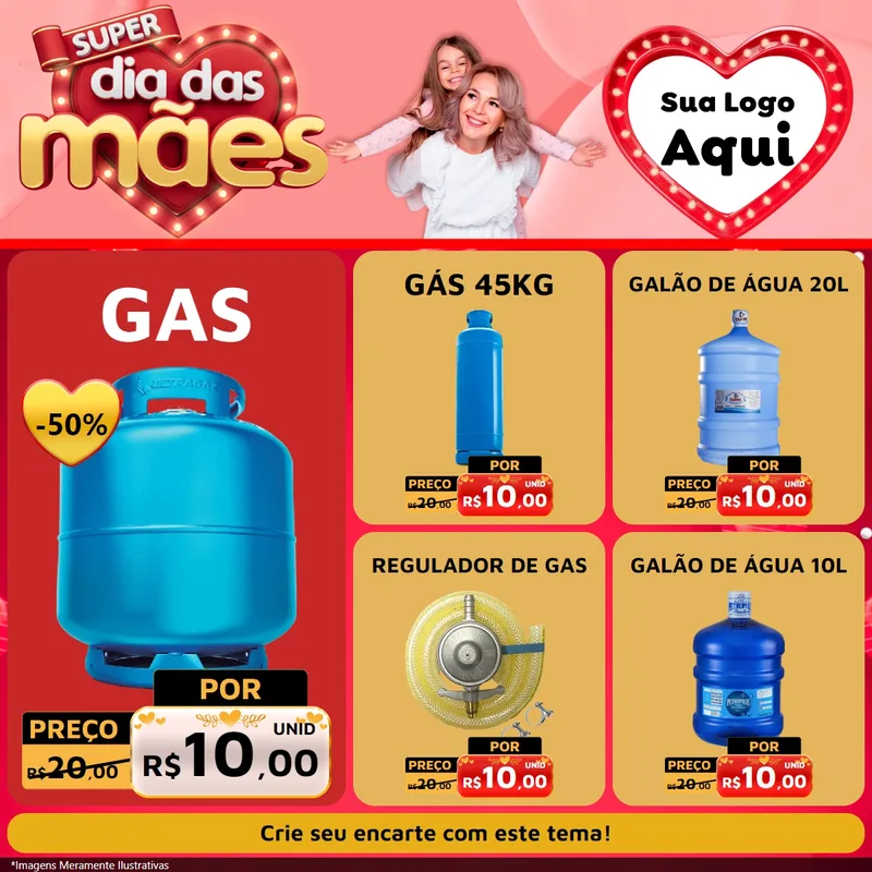 Modelo de Rede Social para Feed Facebook com o tema Super Dia Das Mães para Água e gás