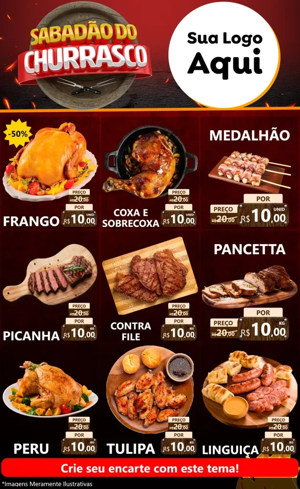 Modelo de Encarte para Encarte Grande com o tema Sabadão Do Churrasco para Assados