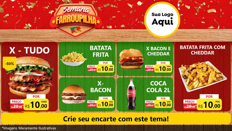 Modelo de TV para TV Horizontal com o tema Semana Farroupilha para Hamburgueria