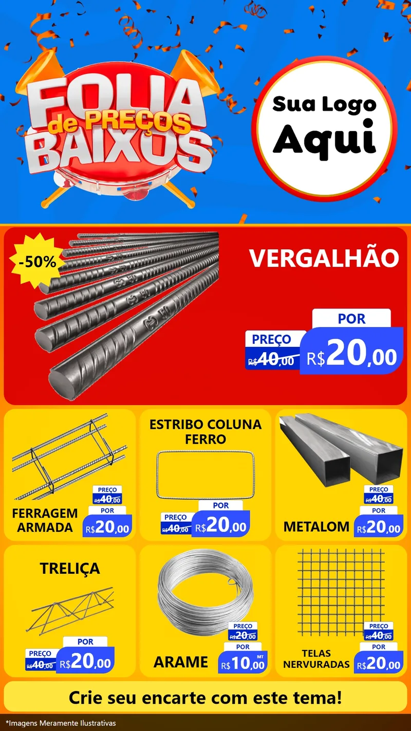 Modelo de Rede Social para Stories com o tema Folia de Preços Baixos para Ferragens