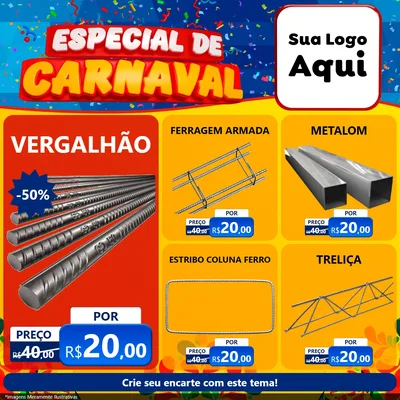 Modelo de Rede Social para Feed Facebook com o tema Especial de Carnaval para Ferragens