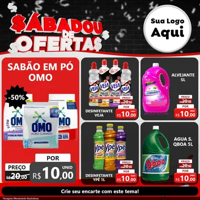 Modelo de Rede Social para Feed Facebook com o tema Sabadou de Ofertas para Produtos de Limpeza