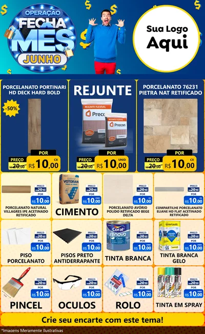 Modelo de Encarte para Encarte Grande com o tema Operação Fecha Mês, Junho para Pisos e revestimentos