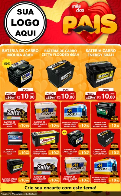 Modelo de Encarte para Encarte Grande com o tema Mês Dos Pais para Baterias Elétricas