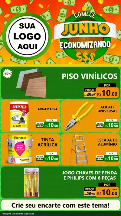 Modelo de TV para TV Vertical com o tema Comece Junho Economizando para Material para Construção