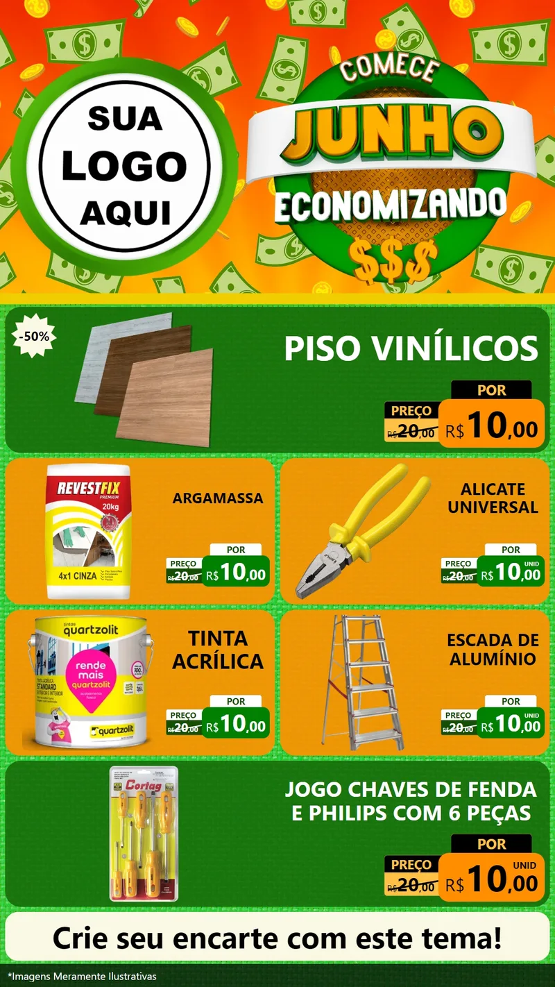 Modelo de TV para TV Vertical com o tema Comece Junho Economizando para Material para Construção