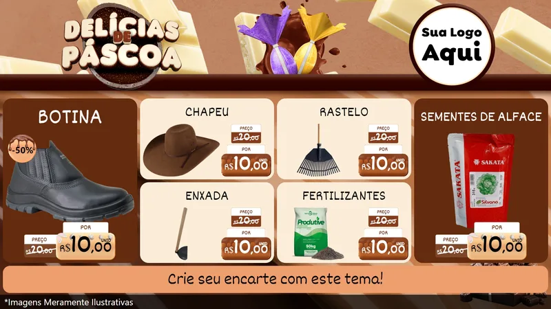 Modelo de TV para TV Horizontal com o tema Delícias de Páscoa para Agropecuária