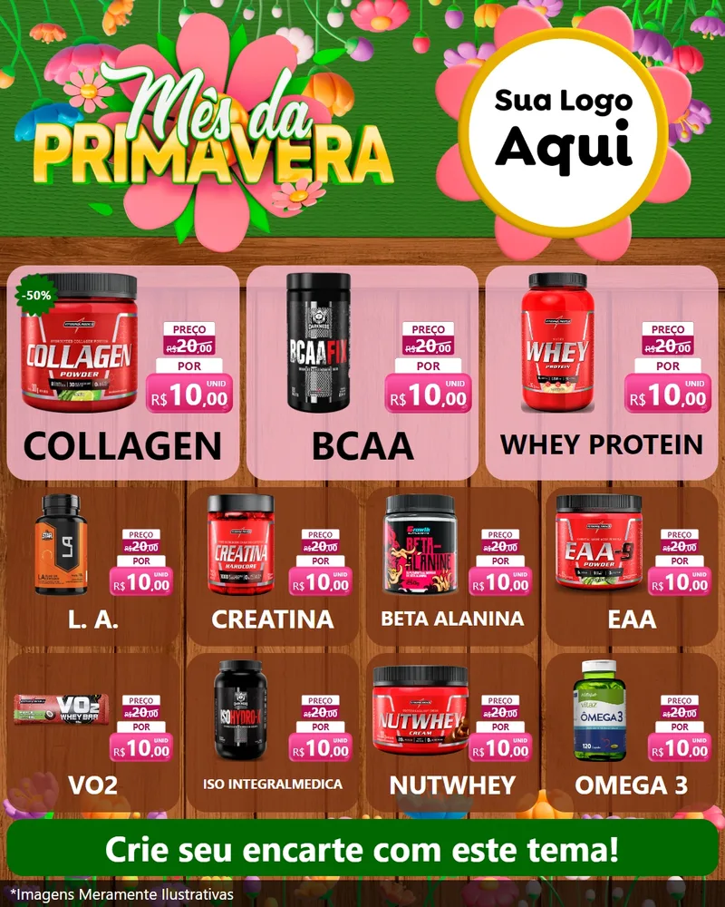 Modelo de Rede Social para Feed Instagram com o tema Mês da Primavera para Suplementos alimentares