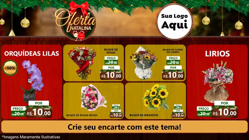 Modelo de TV para TV Horizontal com o tema Ofertas Natalina para Floricultura e jardim