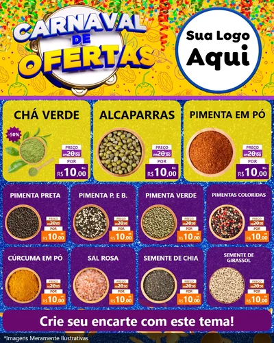 Modelo de Rede Social para Feed Instagram com o tema Carnaval de Ofertas para Produtos Naturais