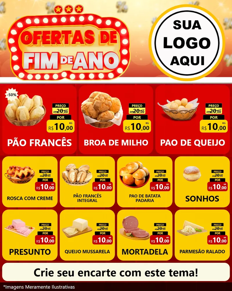 Modelo de Rede Social para Feed Instagram com o tema Ofertas de Fim de Ano para Padaria