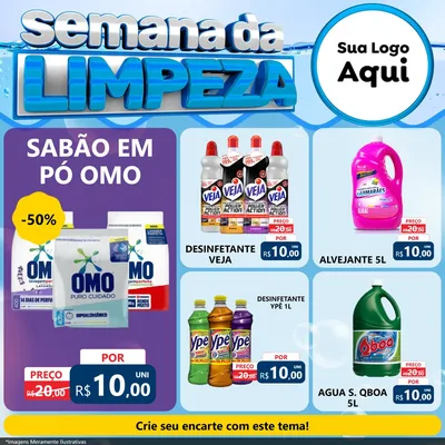Modelo de Rede Social para Feed Facebook com o tema Semana da Limpeza para Produtos de Limpeza