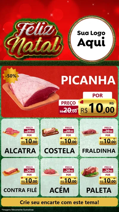 Modelo de Rede Social para Stories com o tema Feliz Natal para Açougue