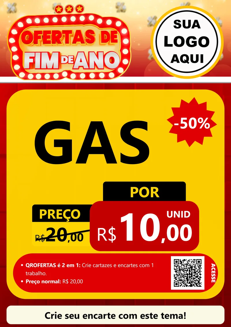 Modelo de Cartaz para Cartaz A4 Vertical com o tema Ofertas de Fim de Ano para Água e gás