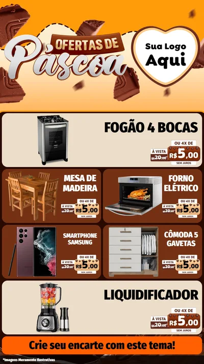 Modelo de TV para TV Vertical com o tema Ofertas de Páscoa para Móveis e Eletro