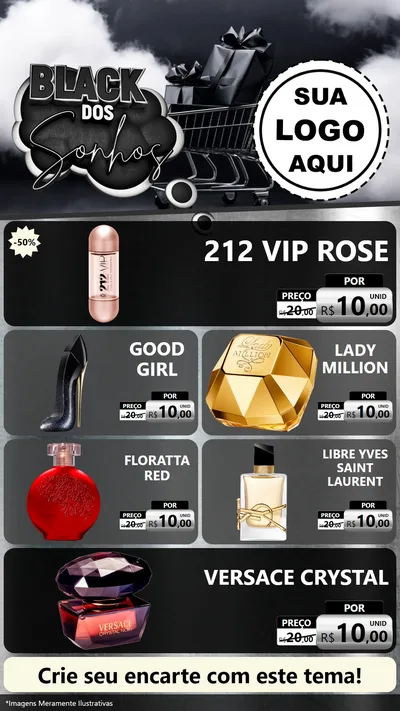 Modelo de TV para TV Vertical com o tema Black dos Sonhos para Perfumes